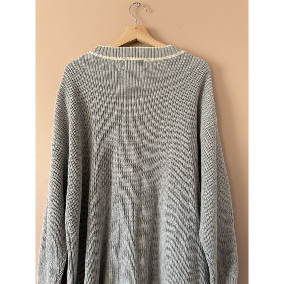 Old Navy Varsity Chunky Knit Raglan Button Down Cardigan Grey Cozy Preppy 3x - Picture 8 of 9